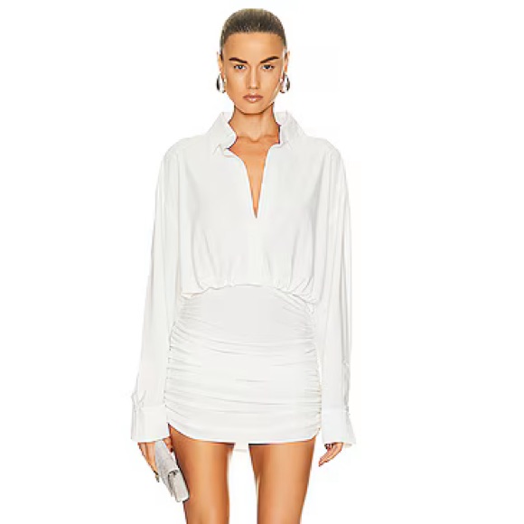 Norma Kamali White Ruched Dress
